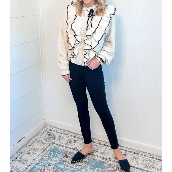 NEW STELLAH tipping ruffle sweater in cream - Picture 2 of 4